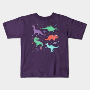 Space Dinosaurs with Coral Constellations Kids T-Shirt